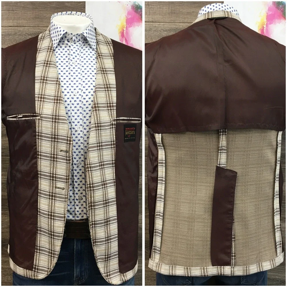 VINTAGE 70s Mens Blazer Sport Coat‎ Casual Jacket Size 40R Classic Button Suit - Picture 12 of 12